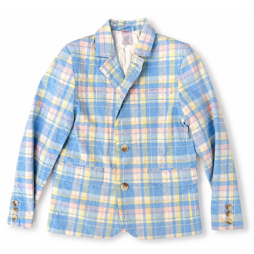 Gymboree Boys Size 8 Pastel Plaid Blazer Sport Coat Blue Pink Yellow Easter